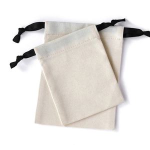 Custom Logo Printed Small Green Cotton Linen <b>Drawstring</b> Key Jewelry Storage Bag Organic Muslin Linen Gift Packing <b>Pouch</b> - Product Image 2