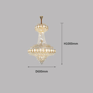 Edificio de doble <span class=keywords><strong>entrada</strong></span>, Selección vacía, sala de estar, comedor, candelabro grande de cristal de lujo, escalera, candelabro colgante hueco - Product Image 4