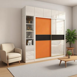 <span class=keywords><strong>Armadio</strong></span> con porta scorrevole laccata in tinta unita per camere da letto moderne e minimaliste porta scorrevole <span class=keywords><strong>arancione</strong></span> lucida per riporre i vestiti - Product Image 3
