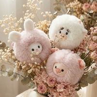 Porte-clés en peluche animaux mignons et moelleux, Lion Lapin Vache, boule ronde en peluche, breloque de sac en fourrure douce, cadeau pour enfants