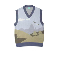 Personnalisé Jacquard Nervure Tricot Logo Nouvelle Mode Coton Noir Pull Gilet Hommes