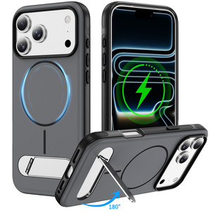 Coque magnétique pour <span class=keywords><strong>iPhone</strong></span> 17 avec support magnétique, étui de téléphone portable en TPU mat pour 17/16, couleur unie, antichute - Product Image 1