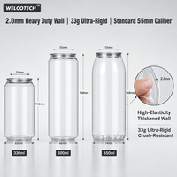 Bouteille de boisson en plastique transparente PET 330ml 500ml avec logo personnalisé, ouverture facile, couvercle en aluminium à languette pour boissons froides