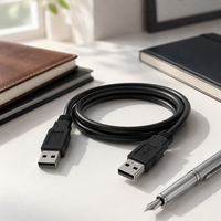 Kabel Data USB 3.0 Male A ke Male A Berlapis TPE PVC, Kecepatan Tinggi, Warna Hitam 1M untuk Kamera, MP4, Printer