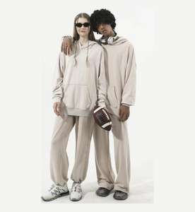 350 GSM erkekler ağır pamuk Terry Vintage Joggers sıkıntılı asit yıkanmış Sweatpants geniş bacak soluk düz ter pantolon - Product Image 5