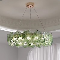 Lustre suspendu de luxe artisanal en verre LED tricolore avec corps blanc pour salon/salle à manger/chambre