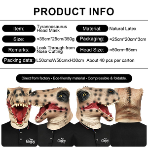 Masque de crâne effrayant en latex naturel, accessoire de costume d'horreur pour Halloween, pour enfants et adultes, masque de tyrannosaure - Product Image 4