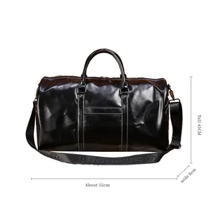 New Arrival Custom Logo Luxury Black Designer Duffel Bag Leather Bags Men Weekender Sports Overnight Luggage Travel Bag