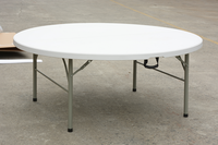 Table ronde pliante en plastique de haute qualité pour 10 personnes, 150 cm (5 pieds), idéale pour la location, les banquets, les fêtes et les mariages