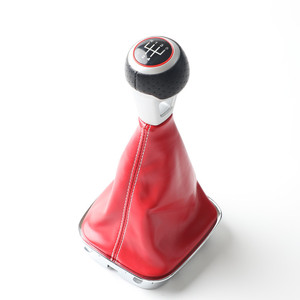 Pomo de Palanca de Cambios de Cuero Rojo para Volkswagen Polo, Ergonómico - Product Image 1