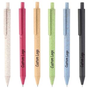 Eco-Friendly Wheat Straw <b>Retractable</b> Ballpoint <b>Pen</b> for Tradeshow Giveaways Plastic Custom <b>Pen</b> Cheap - Product Image 1