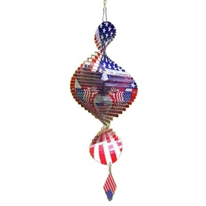 Sculpture cinétique d'aigle et d'hélice patriotique en acier inoxydable de luxe, motif drapeau américain, pour la décoration du Jour de l'Indépendance - Product Image 1