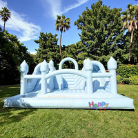 Toboggans aquatiques populaires à double voie bleu bébé avec piscines grand gonflable plein d'entrain avec toboggan et piscine pour les fêtes
