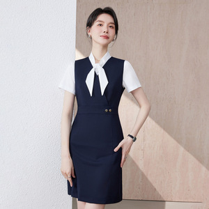 Women's Sleeveless Dress Tie Neck Mid Length Business Formal Career Dress Anti-Wrinkle Natural Waistline - Product Image 1