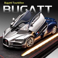 Modèle de supercar Bugatti Tourbillon en alliage de zinc à l'échelle 1:24, avec son et lumière, portes ouvrables, jouet de collection à rétrofriction