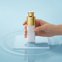 Flacon pompe sans air carré avec logo personnalisé, 15 ml, 30 ml, 50 ml, en AS et PP, double paroi, pour lotion, sérum, cosmétiques
