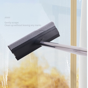 Escurridor de ventanas profesional 2 en 1 limpiador de ventanas con esponja tira de goma suave poste de extensión telescópico ajustable - Product Image 4