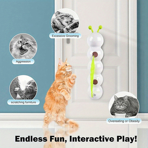 Juguete Interactivo para Gatos con Forma de Oruga, Simulación de Trayectoria Biológica, Juguete Inteligente con Plumas y Ventosa, Tendencia <span class=keywords><strong>2026</strong></span> - Product Image 4
