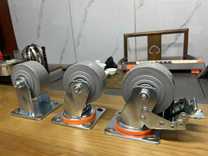 Industrial Heavy Duty Polyurethane TPR Caster Wheel 4/5/6/8 Inch Non-Marking Strong PP Core Zinc Plated Metal <b>Bracket</b> Shock - Product Image 2