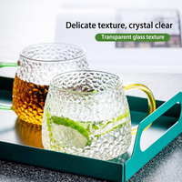 Tasse en verre à motif de marteau Simple de Style japonais, thé de ménage avec poignée, jus chauffant, tasse de fabrication de thé en verre de cristal