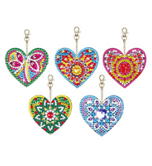 Juego de 5 llaveros personalizados de acrílico con pintura de diamantes de flores, venta de fábrica, estilo de dibujos animados, diseño único con diamantes de imitación - Product Image 4
