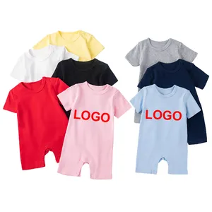 custom summer unisex baby boy and girl clothes short sleeve frog summer 100% cotton infant and baby clothes for newborns