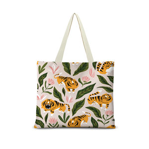 Custom Tropical Jungle Art Collage Pattern Shoulder Bag Fashion Women Reusable Shopping Bag Large Capacity <b>Book</b> Tote for Student - Product Image 3