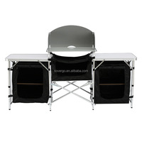 Table pliante d'extérieur portable en aluminium pour barbecue, pique-nique, camping, plage, voyage, cuisine, avec rangement