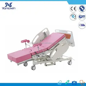 سرير الأمومة الكهربائي من المصنع مباشرة المستشفى متعدد الوظائف بلون وردي طاولة الولادة التمريض النسائي