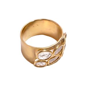 Anillo de Boda Unisex Chapado en Oro de 18K, Anillo Hecho a Mano con Diamante Natural Tallado para Compromiso, Joyería de Vermeil para Regalo - Product Image 5