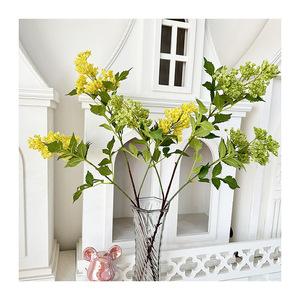 Flores artificiales Meiyu Craft, flor de copo de nieve de 3 cabezas, hierba artificial de plástico y seda, decoración para el hogar, entrada, adorno para fotografía - Product Image 4