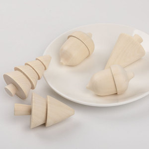 Decoraciones de madera natural para árbol de Navidad, juguetes pintados DIY, adornos de madera para niños, decoración de mesa para el hogar. - Product Image 3
