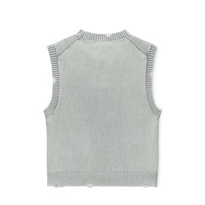 AiNear Vente <span class=keywords><strong>en</strong></span> gros de logo personnalisé Oem & Odm Chunky Sleeveless Crew Neck Ripped Rib Men's Cotton Knitted Pullover Vest Sweater - Product Image 6