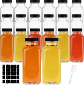 8Oz 12Oz 16Oz 24Oz Vuông Thủy Tinh Rỗng Chai Nước Trái Cây Biểu Tượng Tùy Chỉnh 120Ml 250Ml 350Ml 400Ml 500Ml Chai Nước Giải Khát Với Đôi Môi - Product Image 2