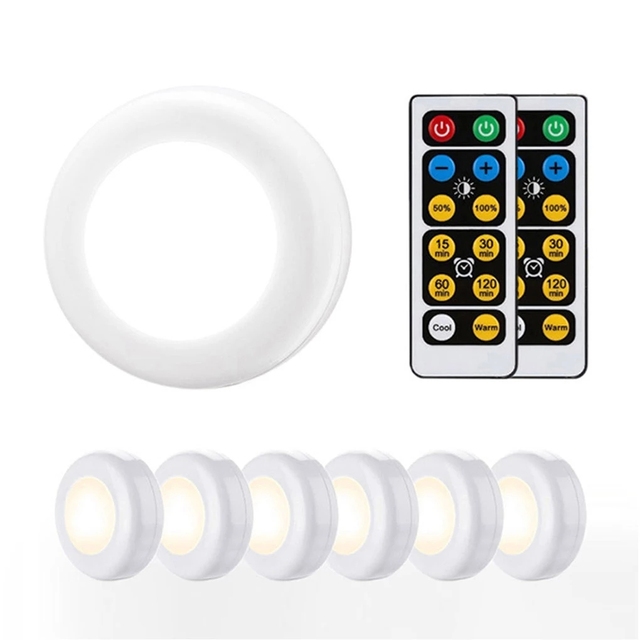 Wireless Dimmable Touch Sensor Dual Color Cabinet Light LED Night Lamps Battery Power Remote Control Night Light
