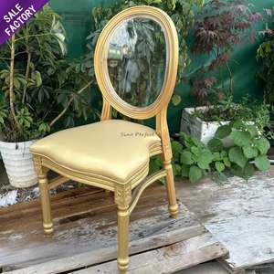 Chaise en plastique moderne de qualité supérieure pour mariage, en résine ronde, dossier transparent, dorée, empilable, pour restaurant, extérieur - Product Image 1