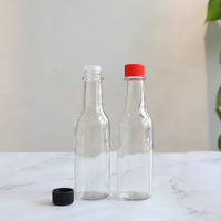 Bouteille de sauce chaude transparente vide de 150ml avec bouchon à noyau intérieur scellé bouteille en verre pour bouteille d'assaisonnement à l'huile de sauce