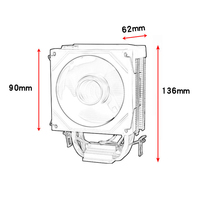 Ventilateur de tour QiuzAim 90 mm, 2 caloducs, radiateur CPU ARGB lumineux, contrôle PWM 1700/2011 avec couvercle pour processeurs de bureau 1156 1150