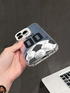 <span class=keywords><strong>Coque</strong></span> de téléphone iPhone <span class=keywords><strong>personnalisable</strong></span> avec nom et numéro, impression de football, <span class=keywords><strong>coque</strong></span> antichoc réfléchissante argentée compatible avec 17/16/15/14/13 Pro Max - Product Image 5