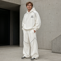 Benta Shangpin Usine OEM/ODM – Ensemble de survêtement sportif respirant 100 % coton pour homme, personnalisé, avec sweat à capuche et pantalon de jogging 2 pièces avec passepoil