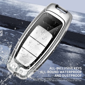 Étui de protection <span class=keywords><strong>double</strong></span> en cuir et métal pour <span class=keywords><strong>clé</strong></span> de voiture <span class=keywords><strong>Audi</strong></span>, en alliage de zinc gris, personnalisation rapide - Product Image 3