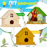 Lot de 2 kits de nichoirs à oiseaux DIY pour enfants, nichoir en bois avec bandes de peinture et pinceaux