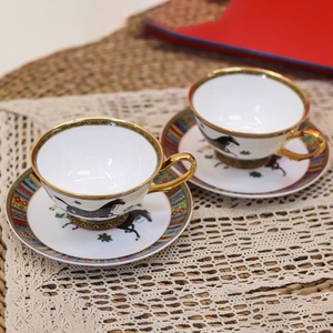 Ensembles de 2 tasses personnalisés en céramique, style nordique de luxe, pour salon, avec tasses à thé et soucoupes en porcelaine War Horses - Product Image 3