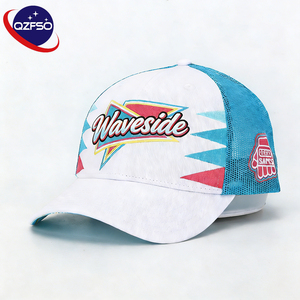 QZFSO Wholesale Custom High Quality Printing logo Summer 6 Panels Camo Baseball Cap Embroidery Mesh Hip Hop Trucker Hats for Men - Product Image 1