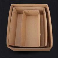 Barquette alimentaire jetable en papier kraft, boîte d'emballage rectangulaire ouverte en carton