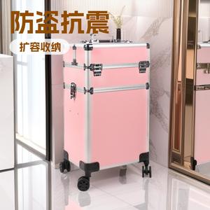 Maleta de Maquillaje Profesional OBOX con Ruedas, Color Rosa y Negro, 4 Ruedas con Bloqueo, Caja de Almacenamiento para Salón, Fácil de Mover, Ruedas Giratorias - Product Image 4