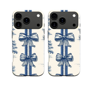Blaue Schleife DIY TPU+PC Folie 2-in-1 Stoßfeste Handyhülle mit Handygriff für 17/16/15/14/13/12/11 Serie - Product Image 3