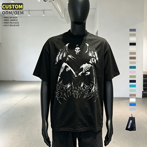 Factory Oversized t Shirt Custom Print 100% Cotton T Shirts Personalized Boxy Fit Cropped Men's T-Shirts Street Style Clothing - Product Image 1