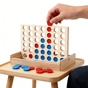 Set da Gioco Verticale Pieghevole in Legno Connect Four con Dischi Personalizzabili Incisi, Gioco da Tavolo Portatile da Viaggio per la Famiglia - Product Image 5