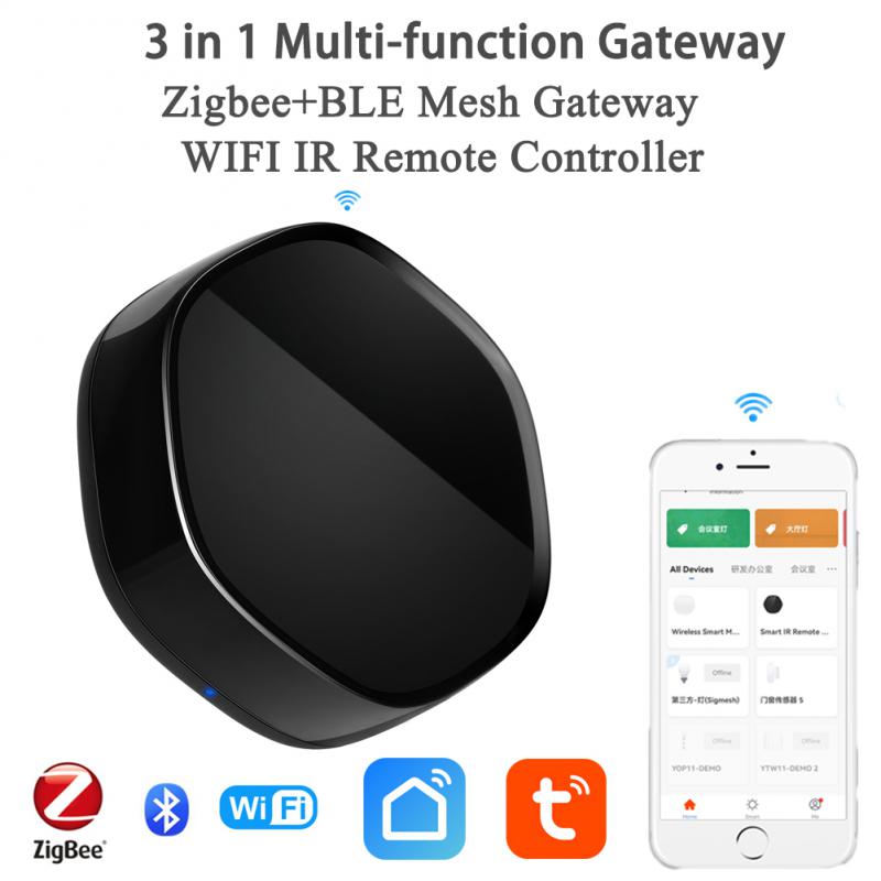 Tuya Zigbee Smart Gateway hub 3 In 1 Multimodal IR Remote Controller   Voice Control Compatible with Alexa Google